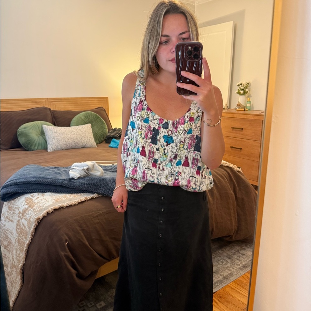 Floral Print Scoop Neck Tank Top in White, Pink & Teal